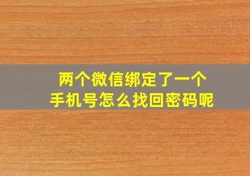 两个微信绑定了一个手机号怎么找回密码呢