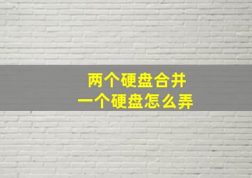 两个硬盘合并一个硬盘怎么弄