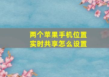 两个苹果手机位置实时共享怎么设置