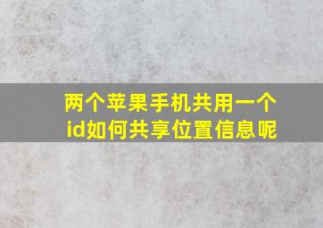 两个苹果手机共用一个id如何共享位置信息呢