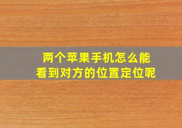 两个苹果手机怎么能看到对方的位置定位呢