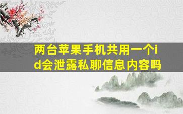 两台苹果手机共用一个id会泄露私聊信息内容吗