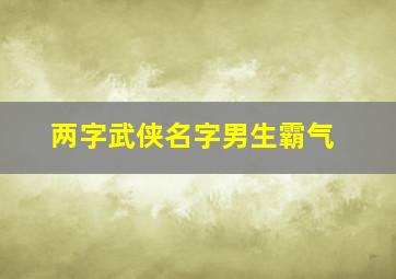 两字武侠名字男生霸气