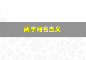 两字网名含义