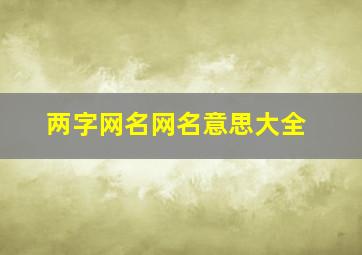 两字网名网名意思大全