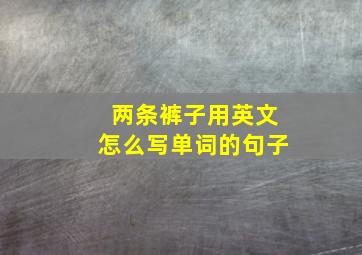 两条裤子用英文怎么写单词的句子