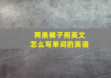 两条裤子用英文怎么写单词的英语