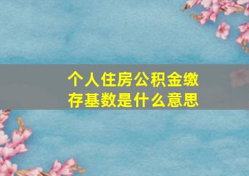 个人住房公积金缴存基数是什么意思