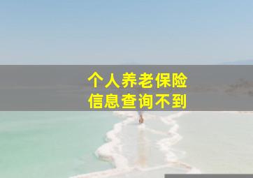 个人养老保险信息查询不到