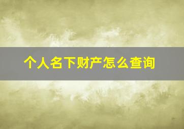 个人名下财产怎么查询