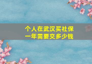 个人在武汉买社保一年需要交多少钱