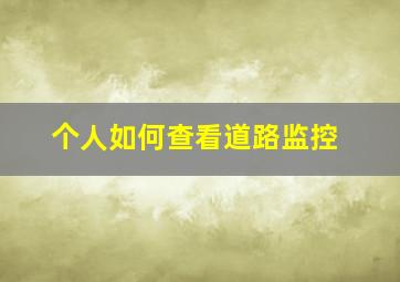 个人如何查看道路监控