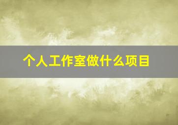 个人工作室做什么项目