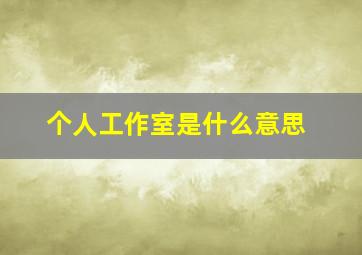 个人工作室是什么意思