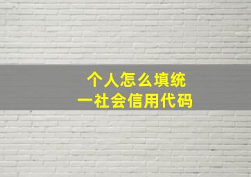 个人怎么填统一社会信用代码