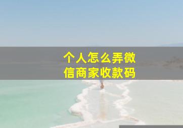 个人怎么弄微信商家收款码