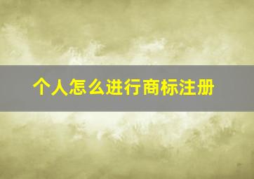 个人怎么进行商标注册