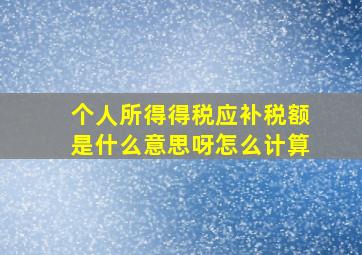 个人所得得税应补税额是什么意思呀怎么计算