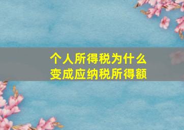 个人所得税为什么变成应纳税所得额