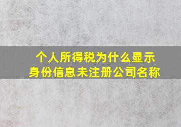 个人所得税为什么显示身份信息未注册公司名称