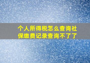 个人所得税怎么查询社保缴费记录查询不了了