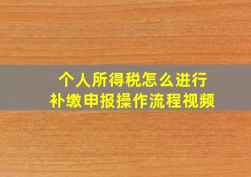 个人所得税怎么进行补缴申报操作流程视频