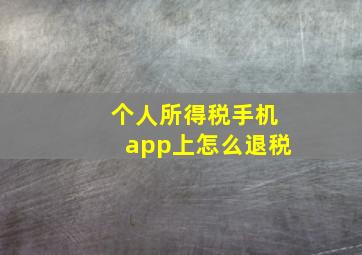 个人所得税手机app上怎么退税