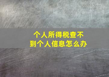 个人所得税查不到个人信息怎么办