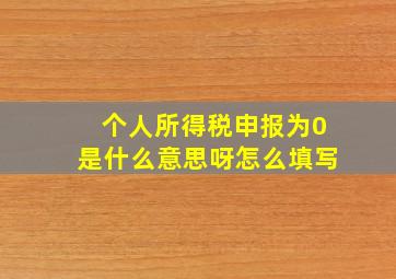 个人所得税申报为0是什么意思呀怎么填写