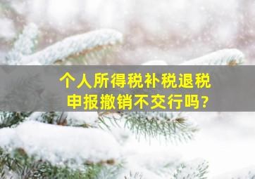 个人所得税补税退税申报撤销不交行吗?