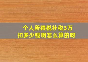 个人所得税补税3万扣多少钱啊怎么算的呀