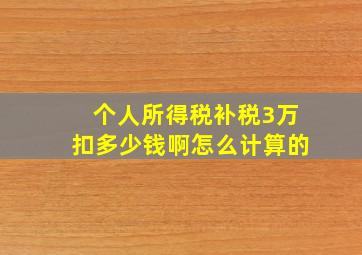 个人所得税补税3万扣多少钱啊怎么计算的