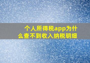 个人所得税app为什么查不到收入纳税明细