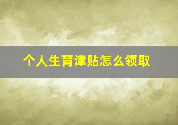 个人生育津贴怎么领取