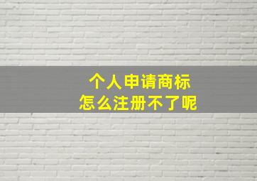 个人申请商标怎么注册不了呢