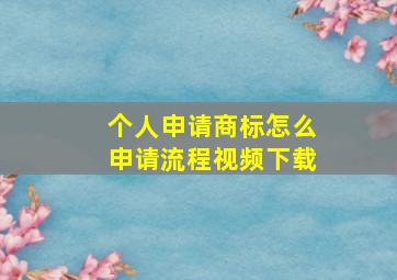 个人申请商标怎么申请流程视频下载