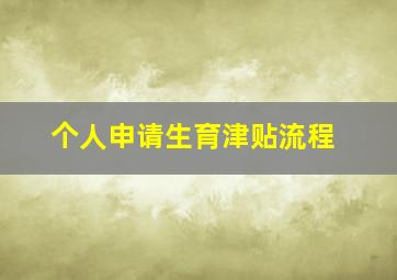 个人申请生育津贴流程