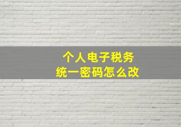 个人电子税务统一密码怎么改