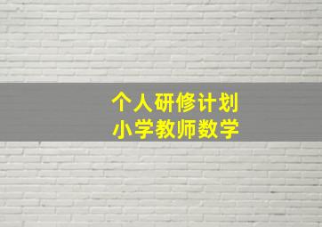 个人研修计划 小学教师数学