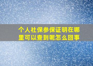 个人社保参保证明在哪里可以查到呢怎么回事