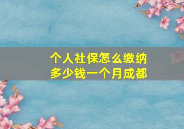 个人社保怎么缴纳多少钱一个月成都