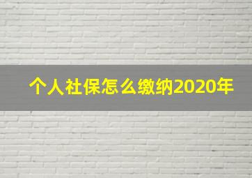 个人社保怎么缴纳2020年