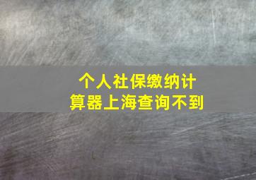 个人社保缴纳计算器上海查询不到