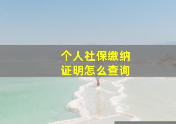 个人社保缴纳证明怎么查询