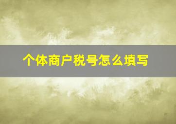 个体商户税号怎么填写