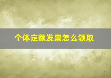 个体定额发票怎么领取