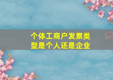 个体工商户发票类型是个人还是企业