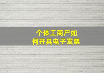 个体工商户如何开具电子发票