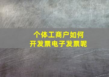 个体工商户如何开发票电子发票呢