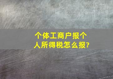 个体工商户报个人所得税怎么报?